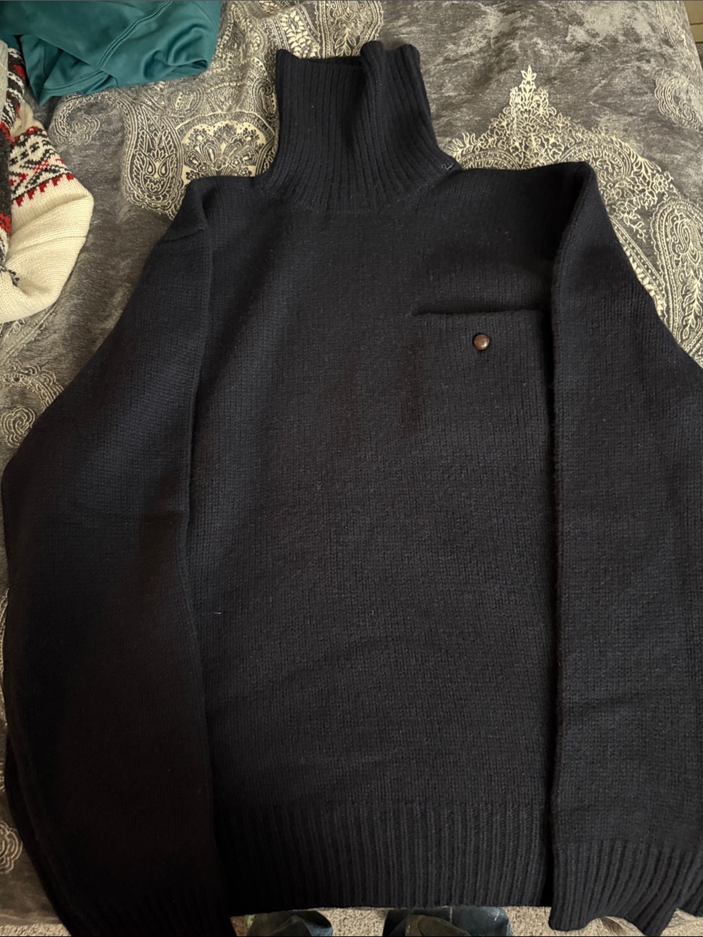 Polo by Ralph Lauren Black Men's Turtleneck Sweater with Chest Pocket